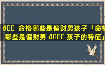 🐠 命格哪些是偏财男孩子「命格哪些是偏财男 🐒 孩子的特征」